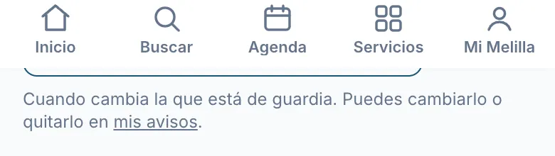 El botón «Avísame cuando cambie la de guardia»