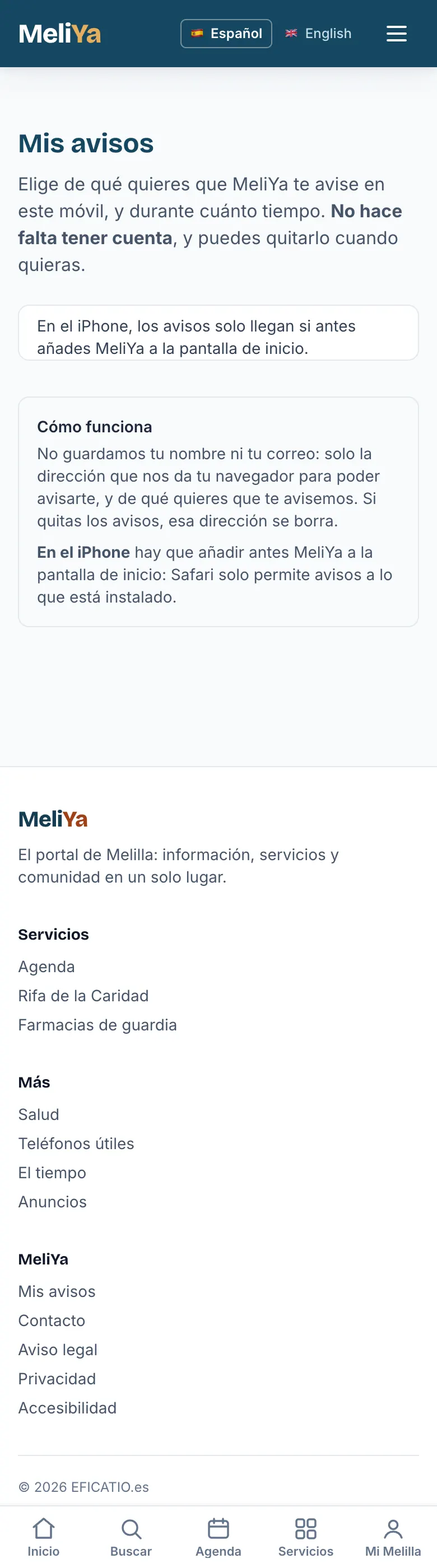 La nota del iPhone en Mis avisos