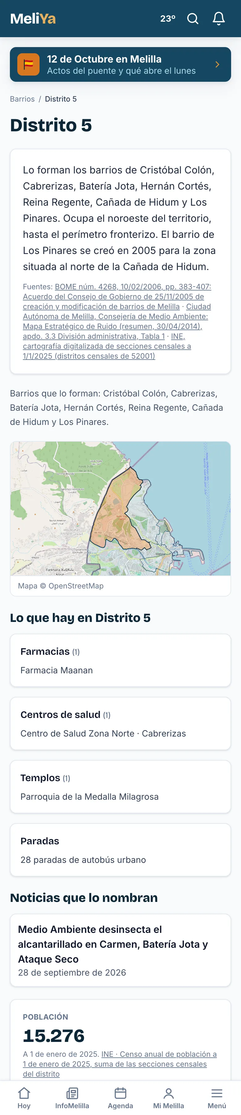 La página de un barrio