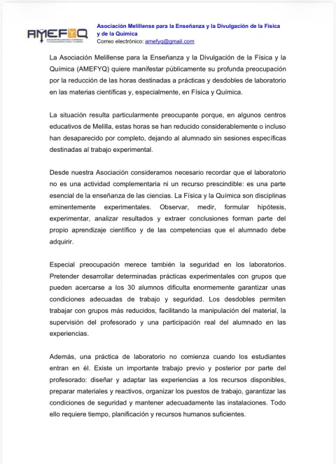 Imagen de la noticia: Una asociación de docentes denuncia el recorte de horas de laboratorio en secundaria