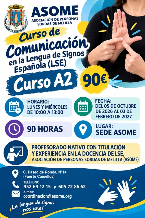 Imagen de la noticia: ASOME abre matrícula para dos cursos de lengua de signos en Melilla