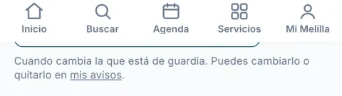 El botón «Avísame cuando cambie la de guardia» en la sección de Farmacias