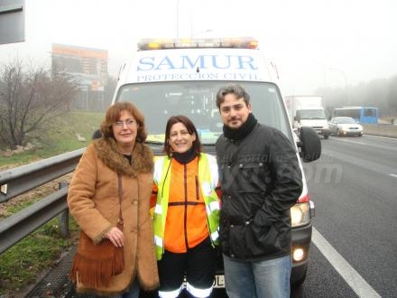 Tras el susto la foto de rigor, de vuelta de Fitur tras un aparatoso accidente de tráfico,...