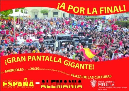 La Ciudad Autónoma anima a todos los melillenses para disfrutar del España-Alemania en la...