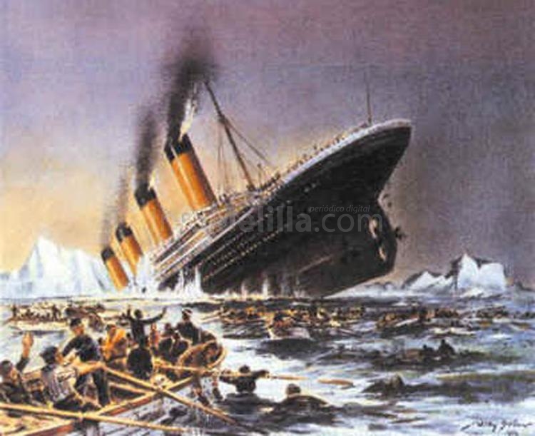 Recreación artística de la tragedia del Titanic