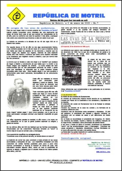 Reproducción de periódico de la época