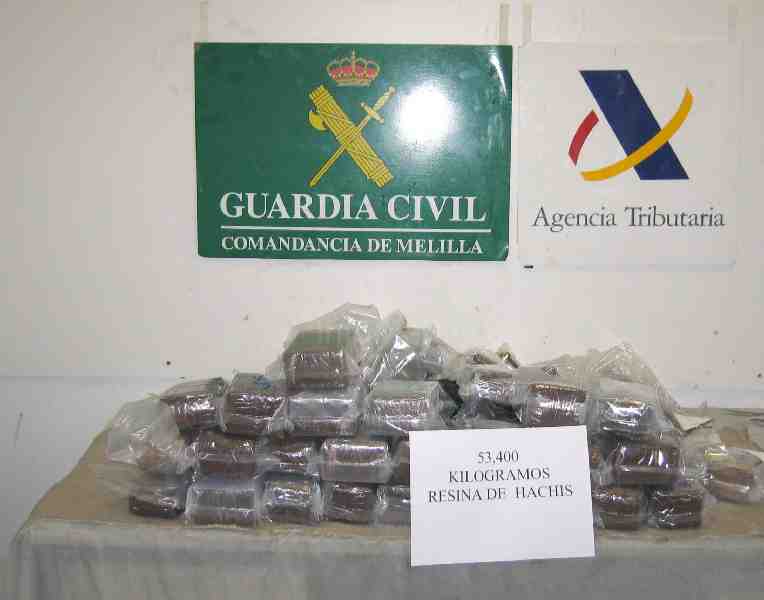 La Guardia Civil detiene a un melillense en posesión de más de 50 kilogramos de resina de hachís