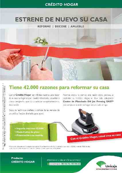 Unicaja lanza al mercado una nueva campaña de Crédito Hogar con flexibilidad y 'regalo'