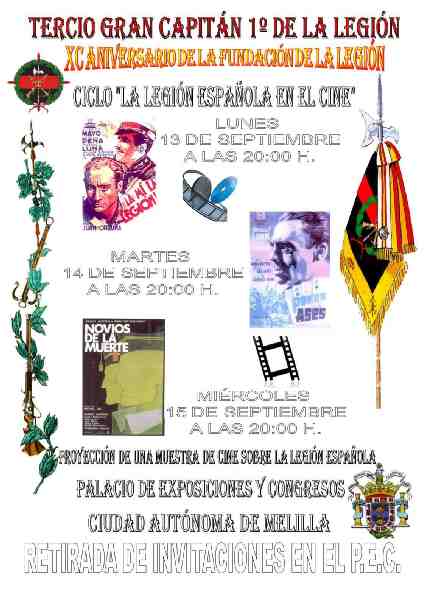 La Legión incorpora al programa del Aniversario Fundacional un ciclo de 'Cine Legionario'