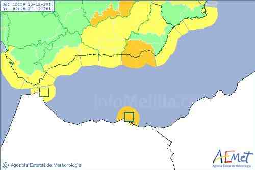 Alerta amarilla en Melilla por fuertes vientos