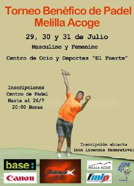 Melilla Acoge organiza un torneo de pádel benéfico para financiar su labor social