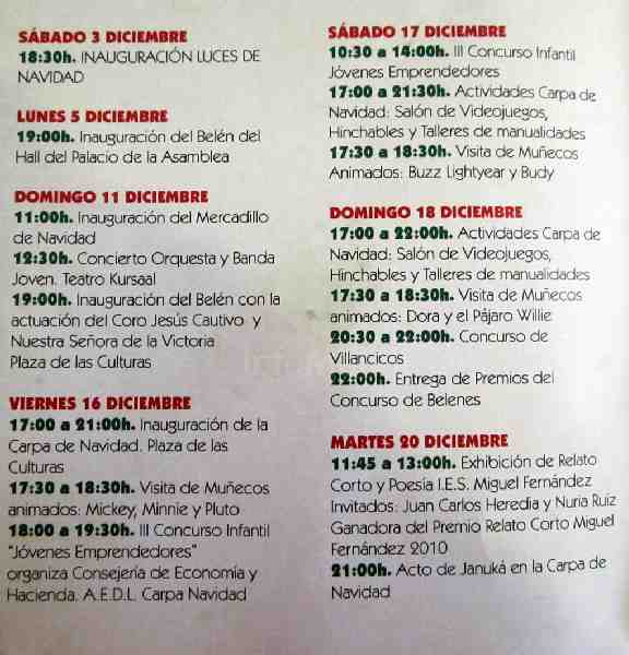 Primera parte del programa de actividades