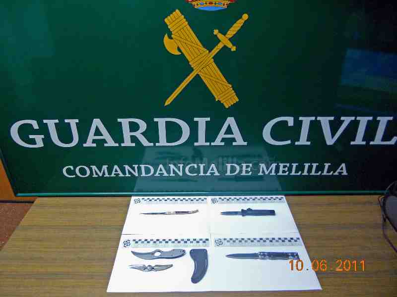 Objetos peligrosos requisados durante el registro