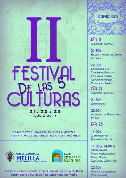El II Festival de las V Culturas de Melilla tendrá carácter benéfico