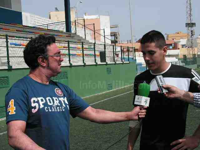 Jesús, portero local, uno de los destacados del partido, entrevistado por nuestro compañero Miguel A