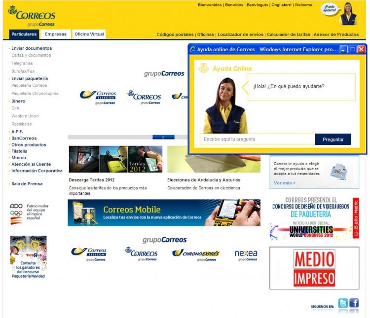 'Sara' se convierte en el nuevo asistente virtual de la web de Correos