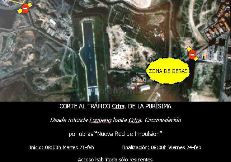 Seguridad Ciudadana corta el tráfico en la Carretera de la Purísima del 21 al 24 de febrero