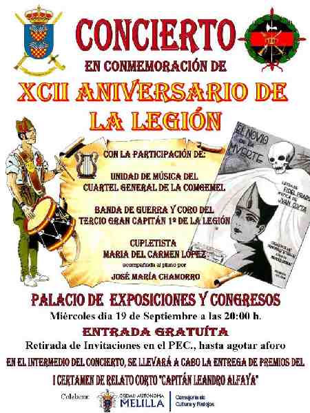 La COMGEMEL organiza actividades culturales para celebrar el XCII Aniversario de la Legión