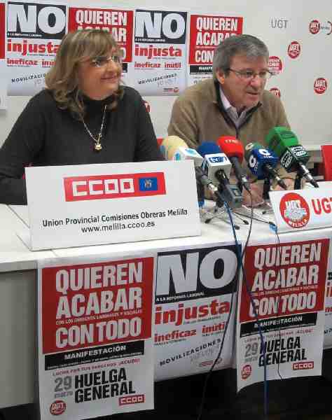 Caridad Navarro (CCOO) y Alonso Díaz (UGT)