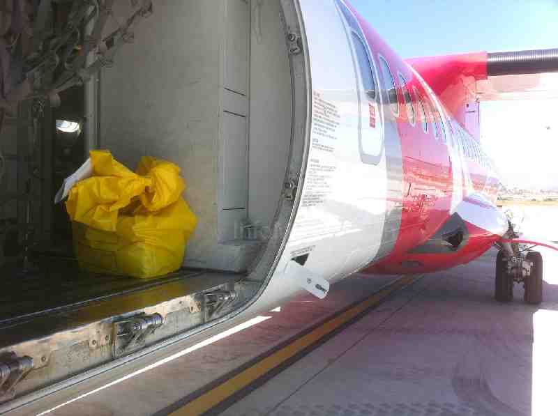 El primer envío inaugural consistió en un cordón umbilical transportado de Málaga a Madrid