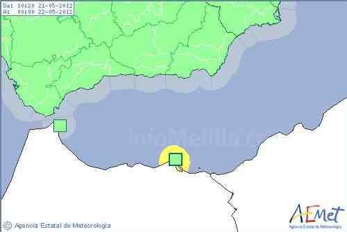 Alerta amarilla en Melilla por fuertes vientos y fenómenos costeros