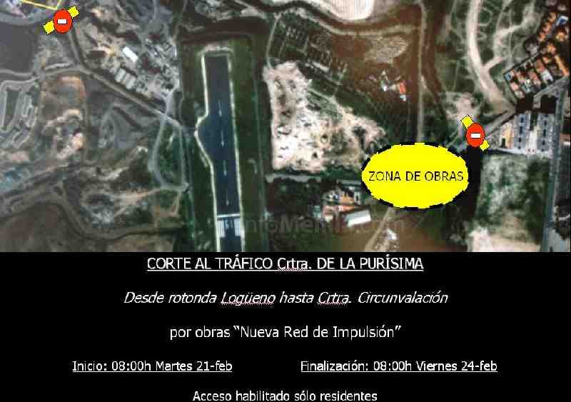 La Ciudad anuncia un desvío del tráfico en la Carretera de la Purísima como consecuencia de las obras de la "Nueva Red de Impulsión"