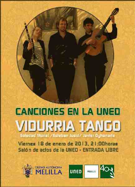 'Canciones en la UNED' ofrece un recital de 'Vidurria Tango' este próximo viernes