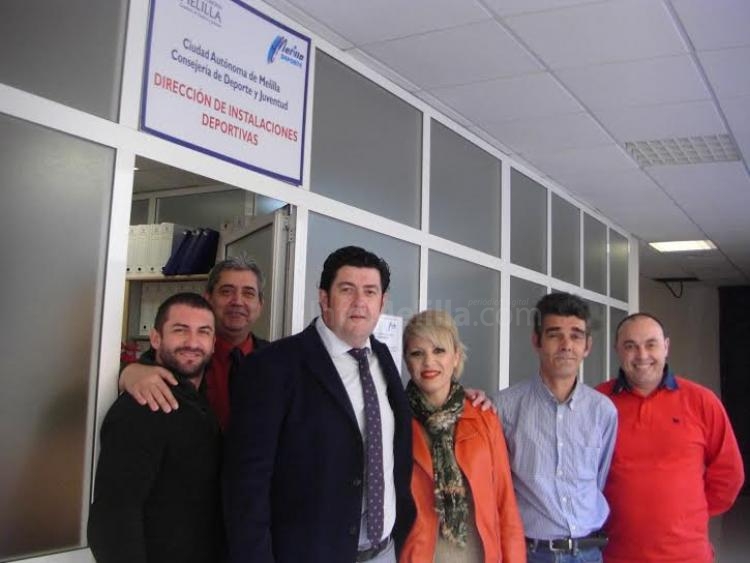 Los miembros de Instalaciones Deportivas, con Alfonso Gómez a la cabeza