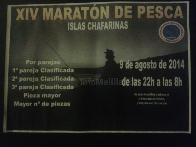 Cartel anunciador de dicho maratón 2014 organizado pro el Club de Pesca Islas Chafarinas