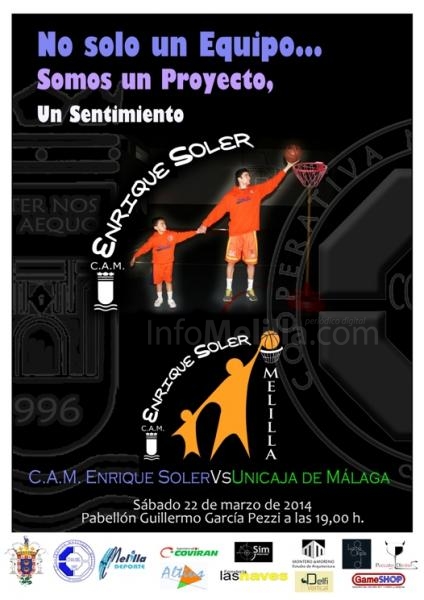 Cartel que anuncia dicho choque ante Unicaja por parte del CAM Erique soler