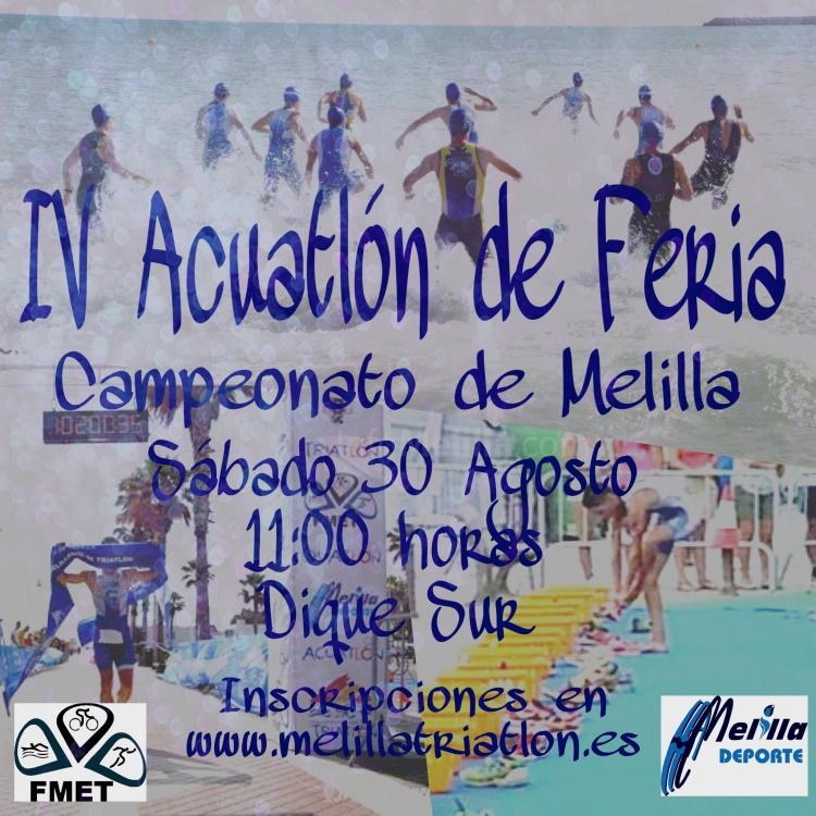Cartel anunciador dela citada prueba deportiva del Acuatlon de Feria 2014