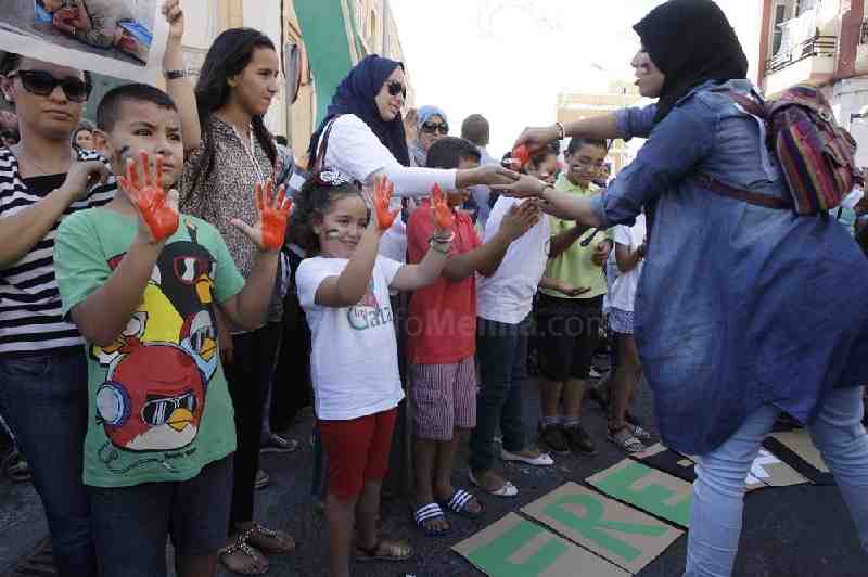 Cientos de melillenses participan en la manifestación pro Palestina convocada por CPM