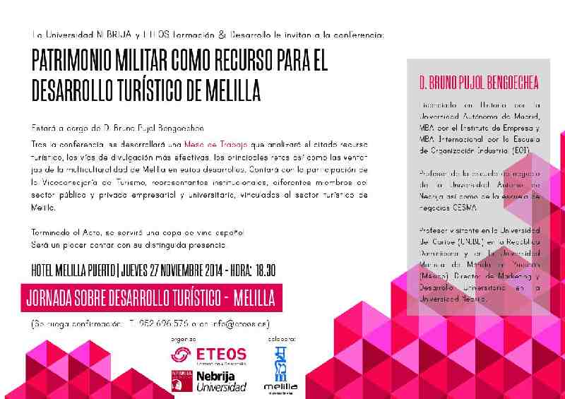 “Patrimonio Militar como recurso para el desarrollo turístico de Melilla” reflexionará sobre el potencial de la ciudad en este sector