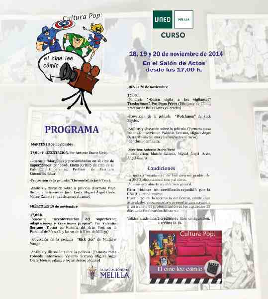 “Cultura Pop. El cine lee cómic” próximo curso del Centro UNED de Melilla