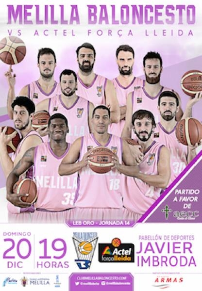 El partido entre Club Melilla Baloncesto y Actel Força Lleida del domingo a favor de la AECC