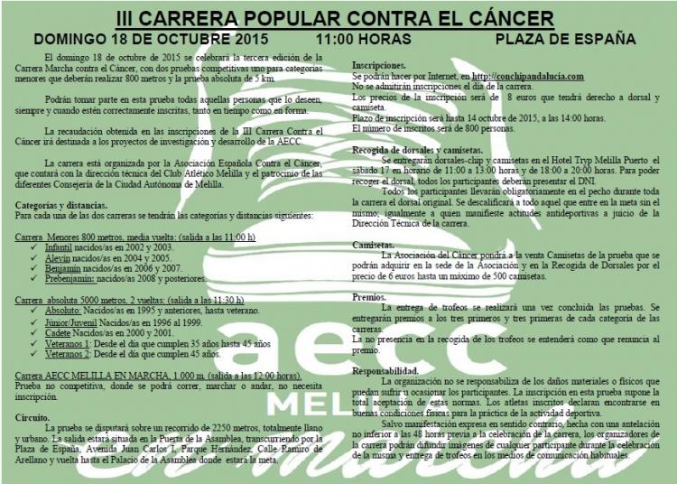 Abierta la inscripción de la III Carrera contra el Cáncer
