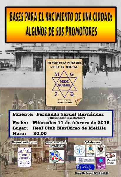 “Bases para el nacimiento de una ciudad: algunos de sus promotores” analizará la génesis de la Melilla de hoy