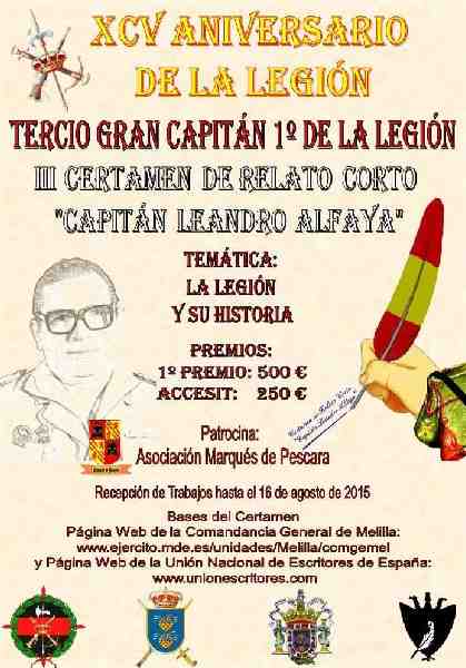 El sevillano José Miguel Rubio, ganador del primer premio del III Certamen de Relato Corto ‘Capitán Leandro Alfaya’ de la Legión