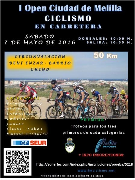 Ciclismo: Este sábado se disputará la I prueba Open Ciudad de Melilla de Ciclismo en Carretera