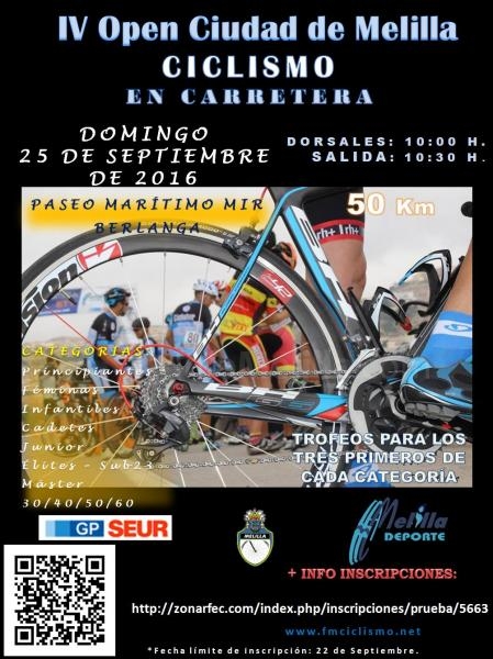 Ciclismo: Este domingo se disputará la IV prueba del Open Ciudad de Melilla de ciclismo en carretera
