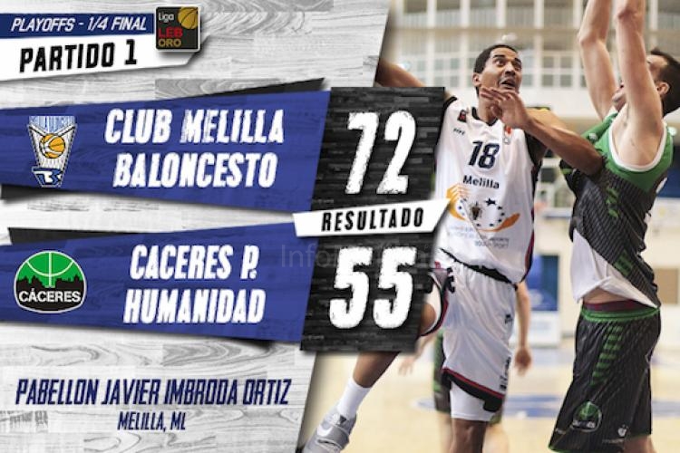Play-Offs ascenso liga ACB: Melilla Baloncesto suma el primer punto de la serie ante Cáceres Patrimono (72-55)