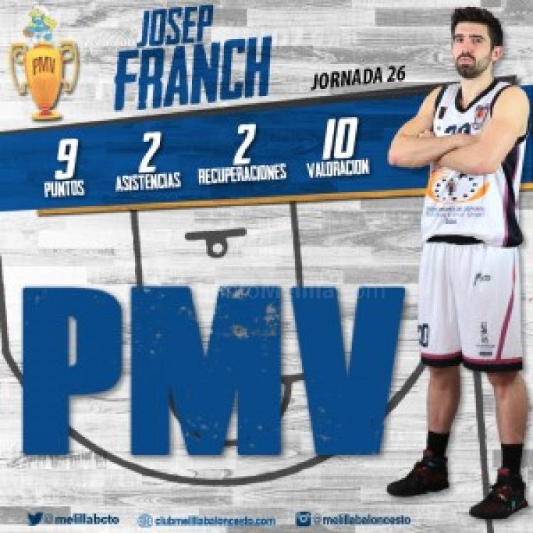 Melilla Baloncesto: Tercer ‘PMV’ de la temporada para Franch