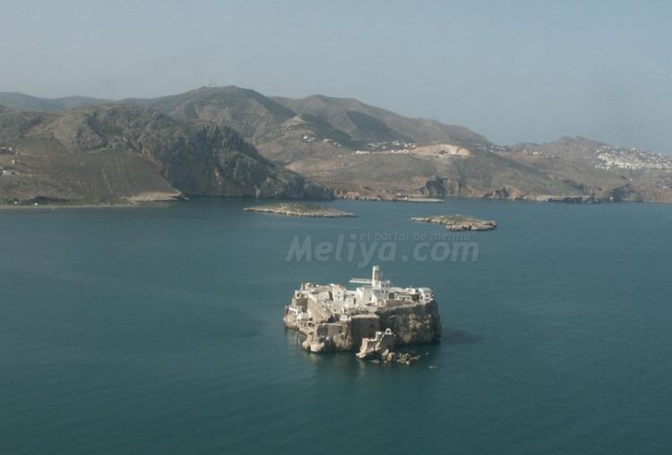 Vista aérea de las islas y peñones de Alhucemas