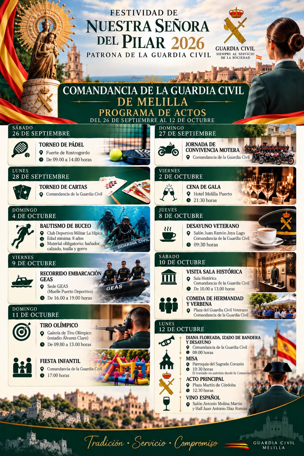 Imagen de la noticia: La Guardia Civil de Melilla celebra a su patrona con actos hasta el 12 de octubre