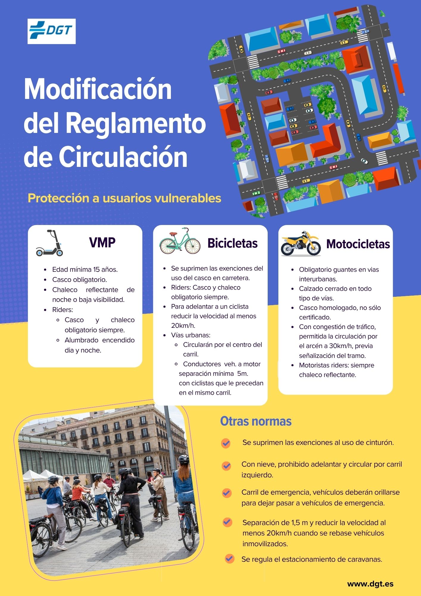 Imagen de la noticia: Entra en vigor la reforma del Reglamento de Circulación para proteger a peatones, ciclistas y motoristas