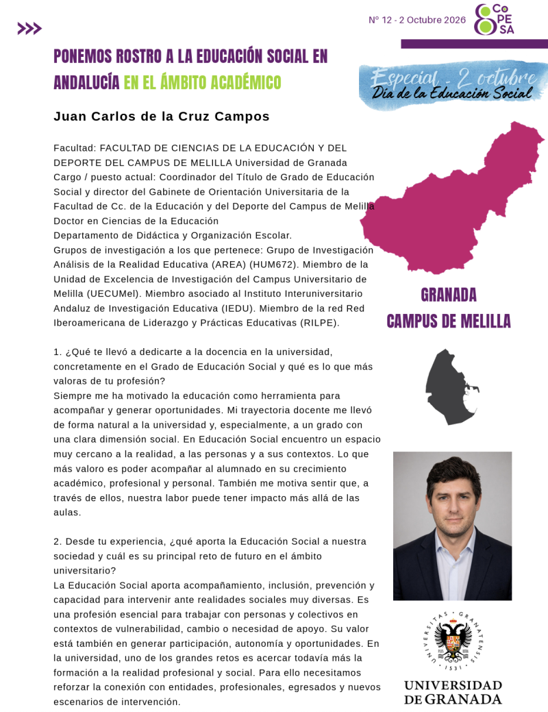 Imagen de la noticia: COPESA recoge la visión del coordinador del Grado en Educación Social de Melilla
