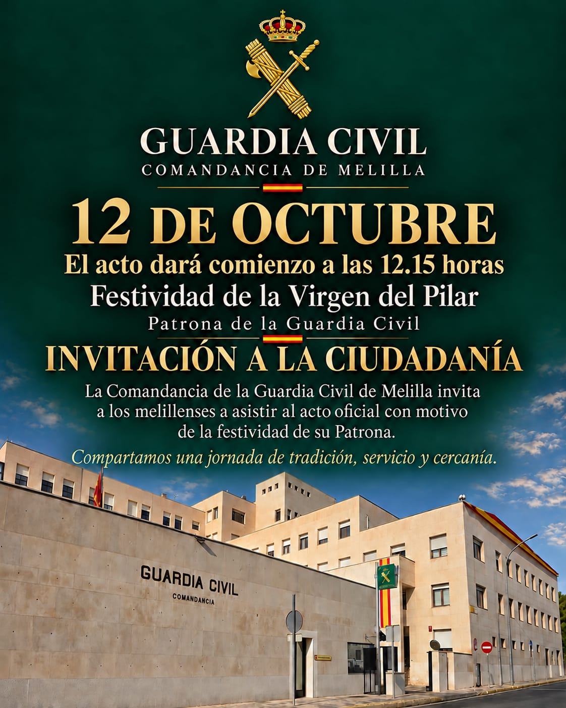 Imagen de la noticia: La Guardia Civil celebra el 12 de octubre un acto público por su patrona en Melilla