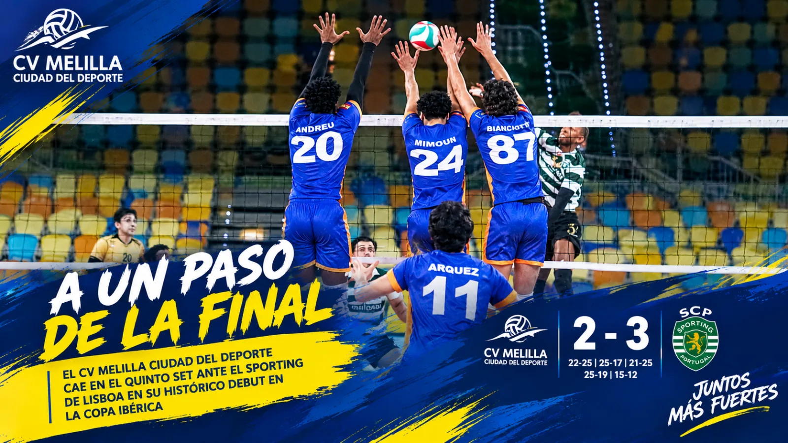 Imagen de la noticia: El CV Melilla cae ante el Sporting de Lisboa y jugará por el tercer puesto