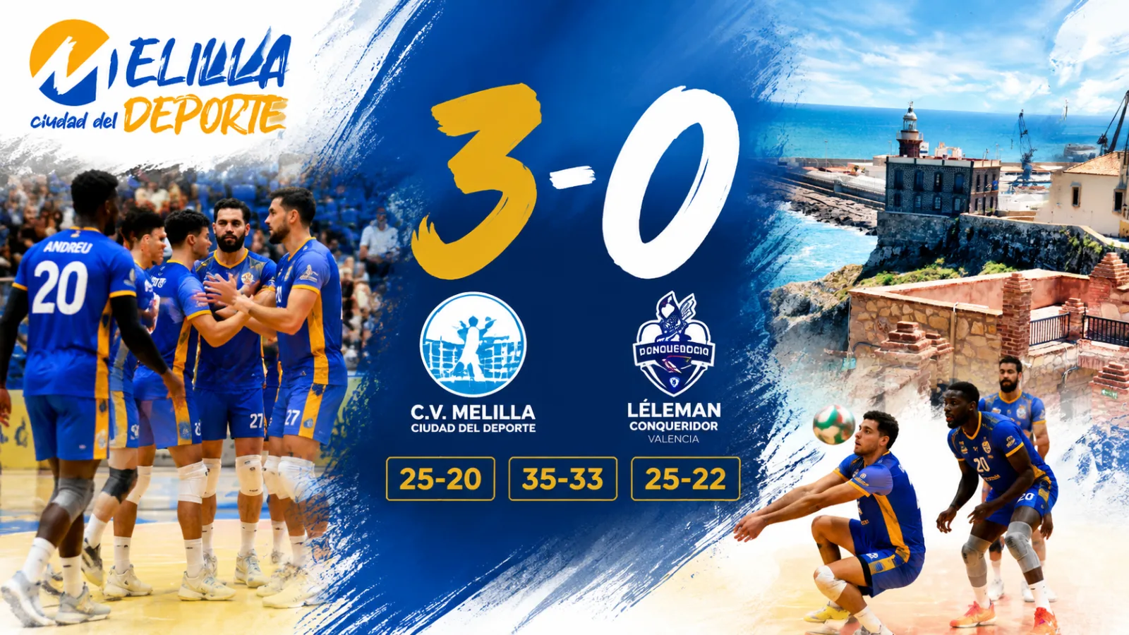 Imagen de la noticia: El CV Melilla Ciudad del Deporte arranca la Superliga con una victoria por 3-0 ante el Valencia