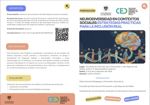 Imagen de la noticia: Curso gratuito sobre neurodiversidad en Melilla: 30 plazas y preinscripción hasta el 4 de noviembre